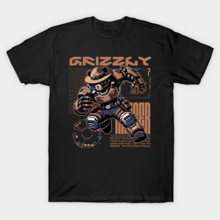 Grizzly Bear Ranger Sci-fi Job Future Mecha Animals Robot T-Shirt